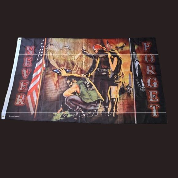 VETERAN BIKERS NEVER FORGET Wall Flag | POW/MIA Vietnam Memorial Flag 3x5 - Picture 2 of 8